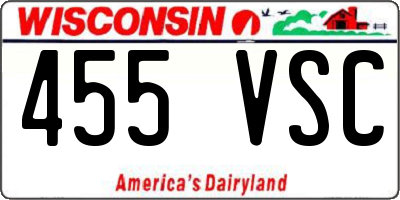 WI license plate 455VSC