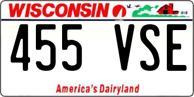 WI license plate 455VSE