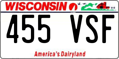 WI license plate 455VSF