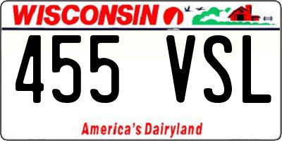 WI license plate 455VSL