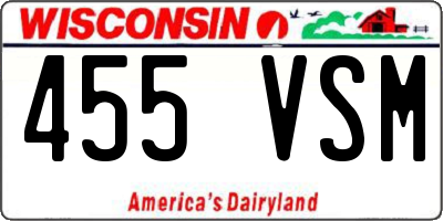 WI license plate 455VSM