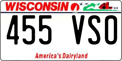 WI license plate 455VSO