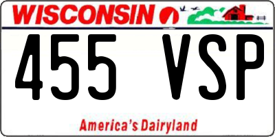WI license plate 455VSP