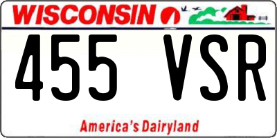 WI license plate 455VSR