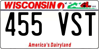 WI license plate 455VST