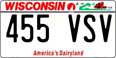 WI license plate 455VSV