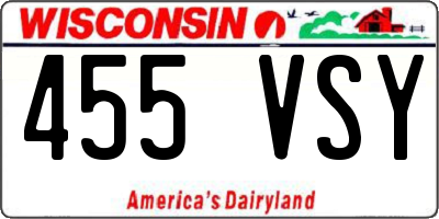 WI license plate 455VSY