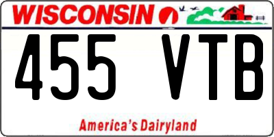 WI license plate 455VTB