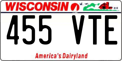 WI license plate 455VTE