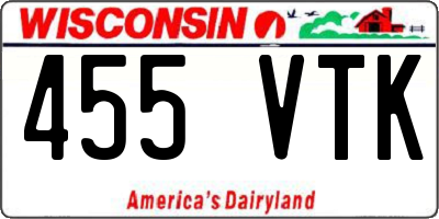 WI license plate 455VTK