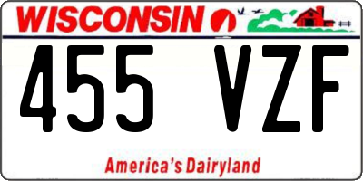 WI license plate 455VZF