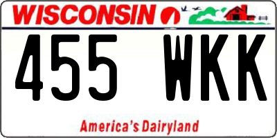 WI license plate 455WKK