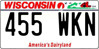 WI license plate 455WKN