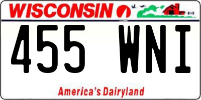 WI license plate 455WNI