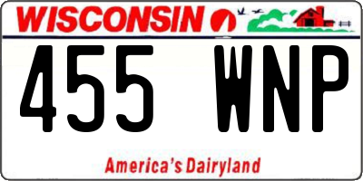 WI license plate 455WNP