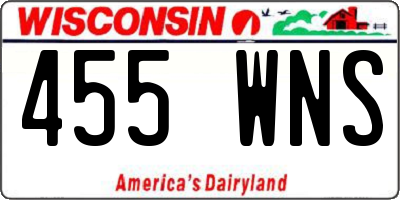 WI license plate 455WNS