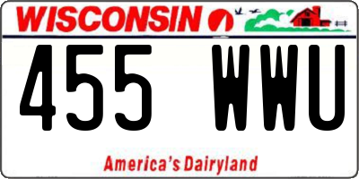 WI license plate 455WWU