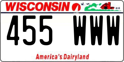 WI license plate 455WWW