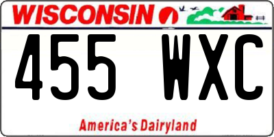 WI license plate 455WXC