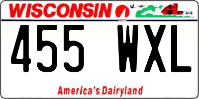 WI license plate 455WXL