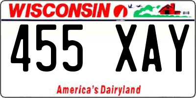 WI license plate 455XAY