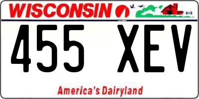 WI license plate 455XEV