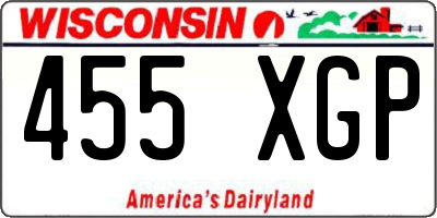 WI license plate 455XGP