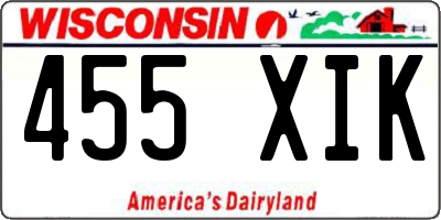WI license plate 455XIK