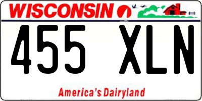 WI license plate 455XLN
