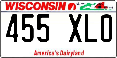 WI license plate 455XLO