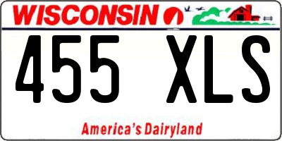 WI license plate 455XLS