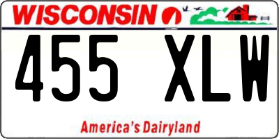 WI license plate 455XLW