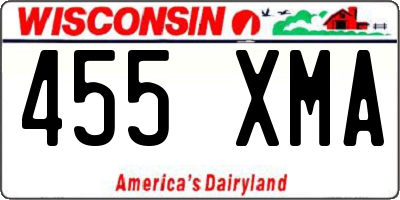 WI license plate 455XMA