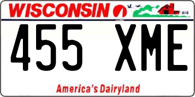 WI license plate 455XME