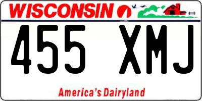 WI license plate 455XMJ