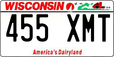 WI license plate 455XMT