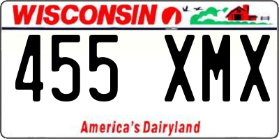 WI license plate 455XMX