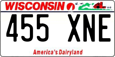 WI license plate 455XNE