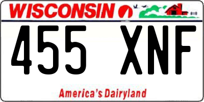 WI license plate 455XNF