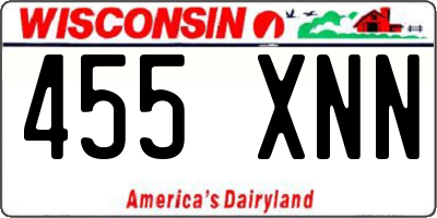 WI license plate 455XNN