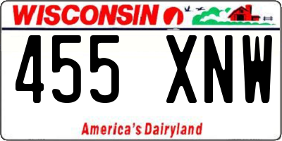 WI license plate 455XNW