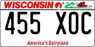 WI license plate 455XOC