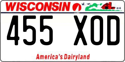 WI license plate 455XOD