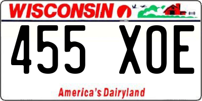 WI license plate 455XOE