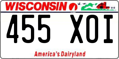 WI license plate 455XOI