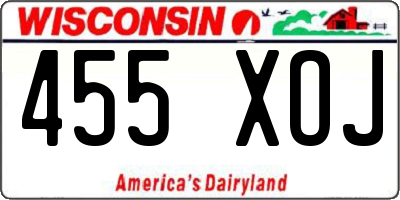 WI license plate 455XOJ