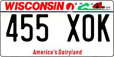 WI license plate 455XOK