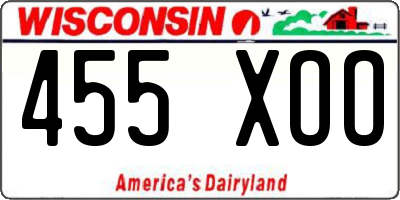 WI license plate 455XOO