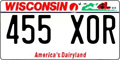WI license plate 455XOR