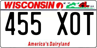 WI license plate 455XOT